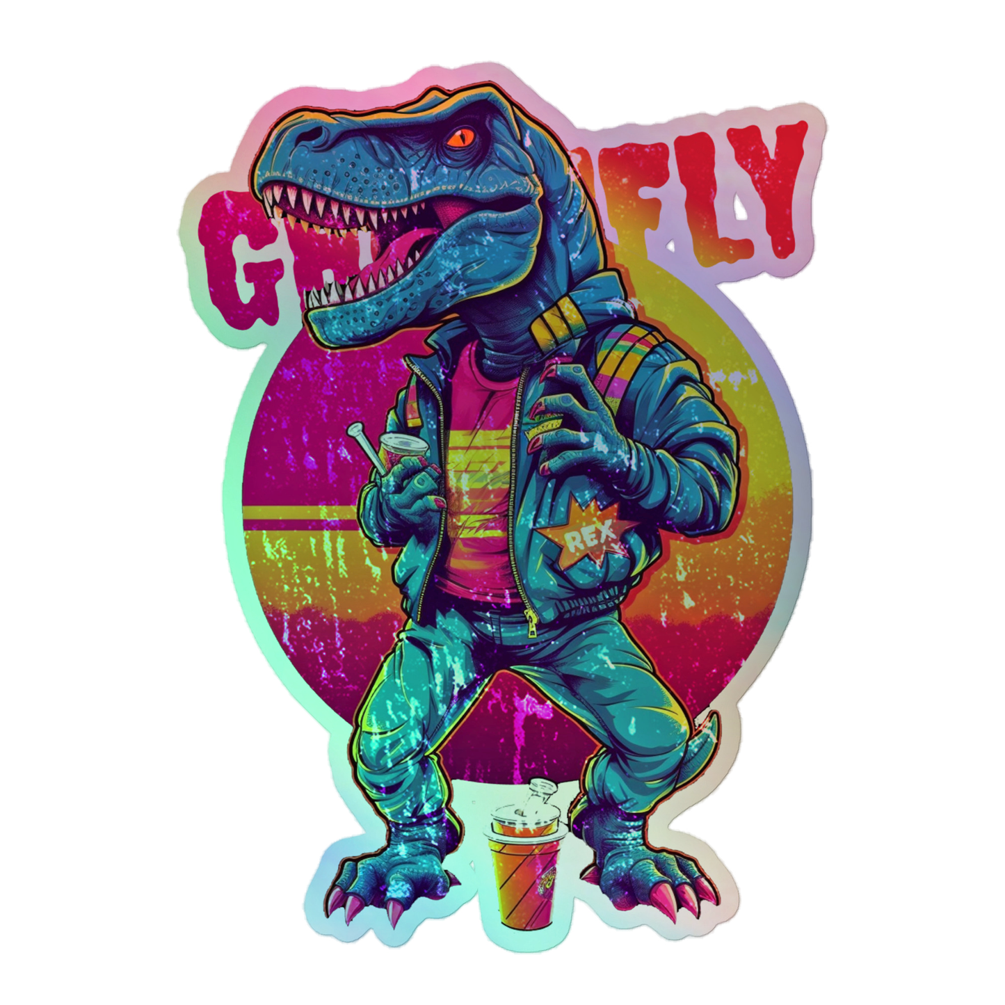 Sunset Rex - Holographic Sticker